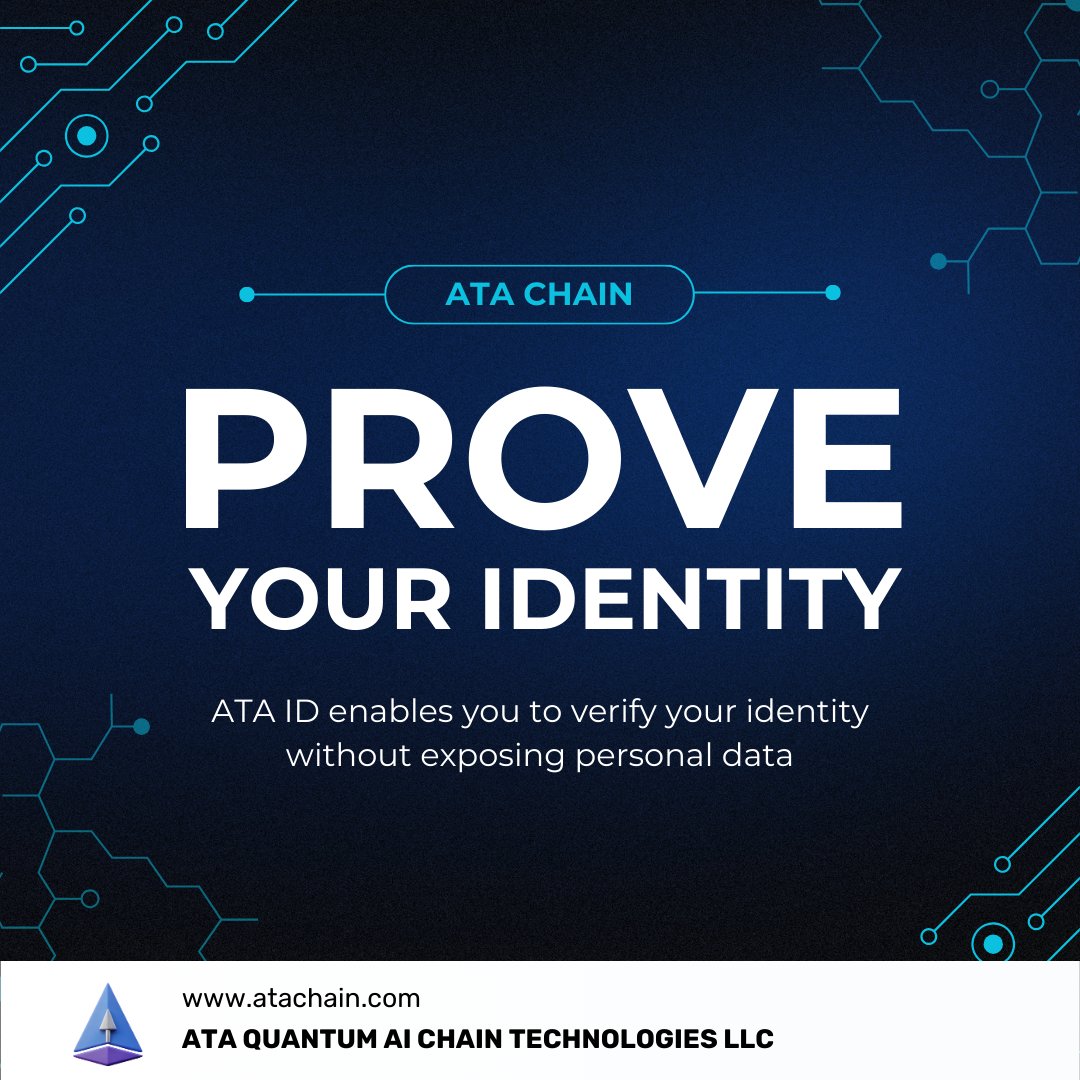 atachainatax's tweet image. 🎯 Proving your identity in the digital world is now smarter and more secure.
🔐 ATA ID enables you to verify your identity without exposing personal data.
⚙️ The future of KYC is here.

#AtaChain #ATAID #ATAX #Web3 #ZKP #Privacy #Blockchain #DigitalIdentity #CryptoWallet