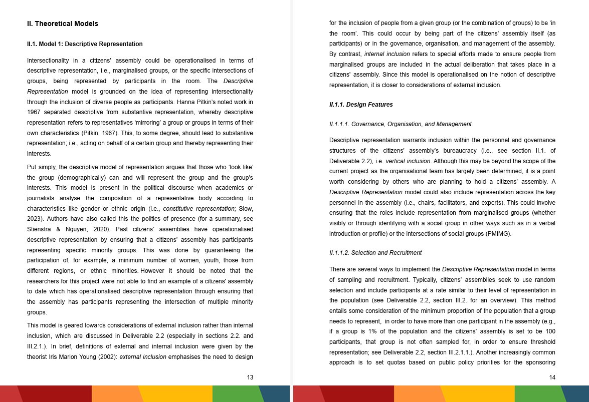 📢 News from EU-CIEMBLY:
Our deliverable, Theoretical Models for an Intersectional and Inclusive Citizens’ Assembly, is now public.
It sets the foundation for analysing local, national, and EU-level mini-publics, ensuring standardisation across all empirical research and enabling