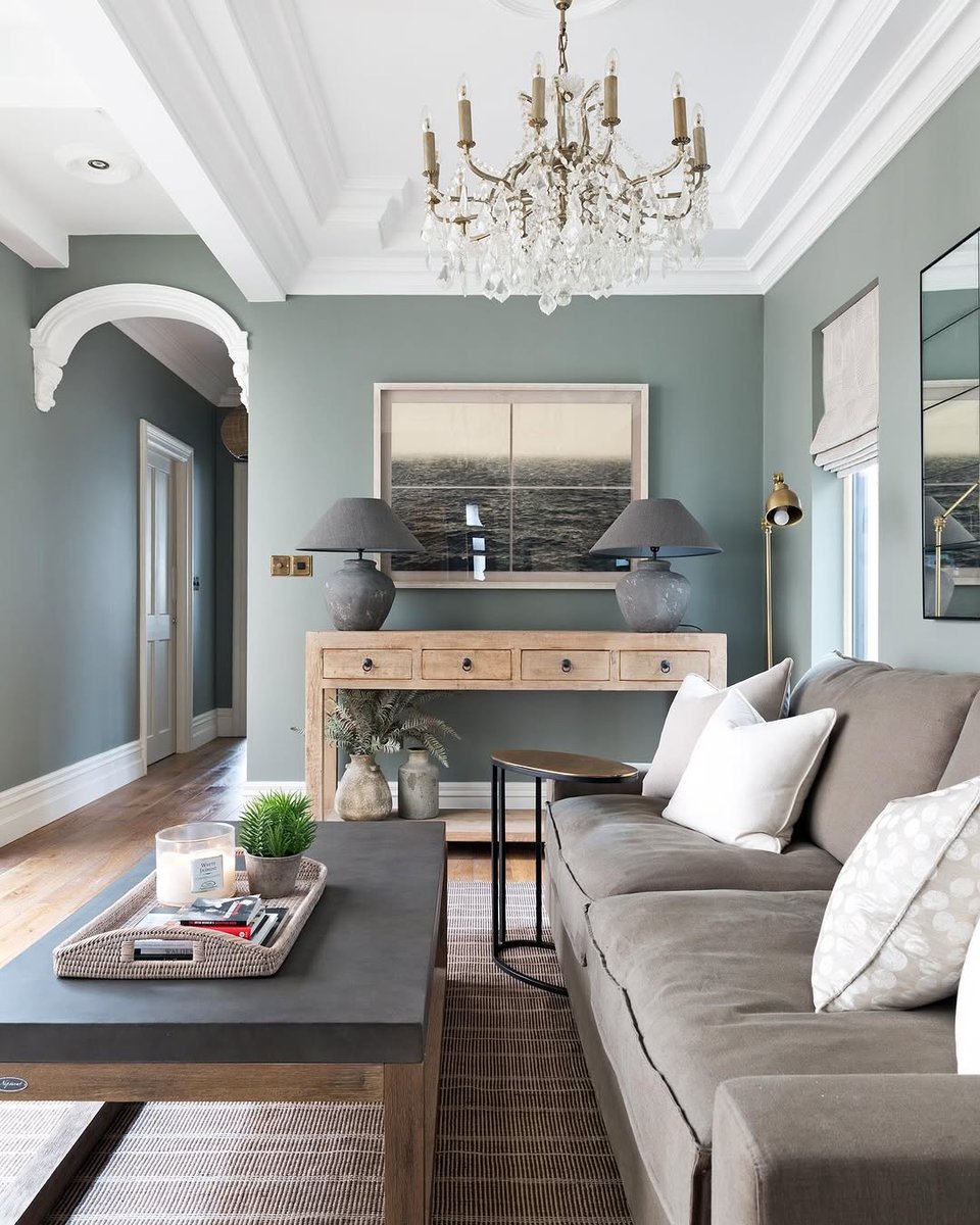 Muted greens are an excellent alternative to all-over neutral in spacious reception rooms.

1. Willow @georgiewykehamdesigns
2. Glass V @angelodonnelldesigns <a href="/taranwilkhu/">Taran Wilkhu Photos</a>
3. Wattle V @nefarious_interior_design @astridtemplier
4. Panel @geri_designs <a href="/michael/">michael</a>.rob.photo