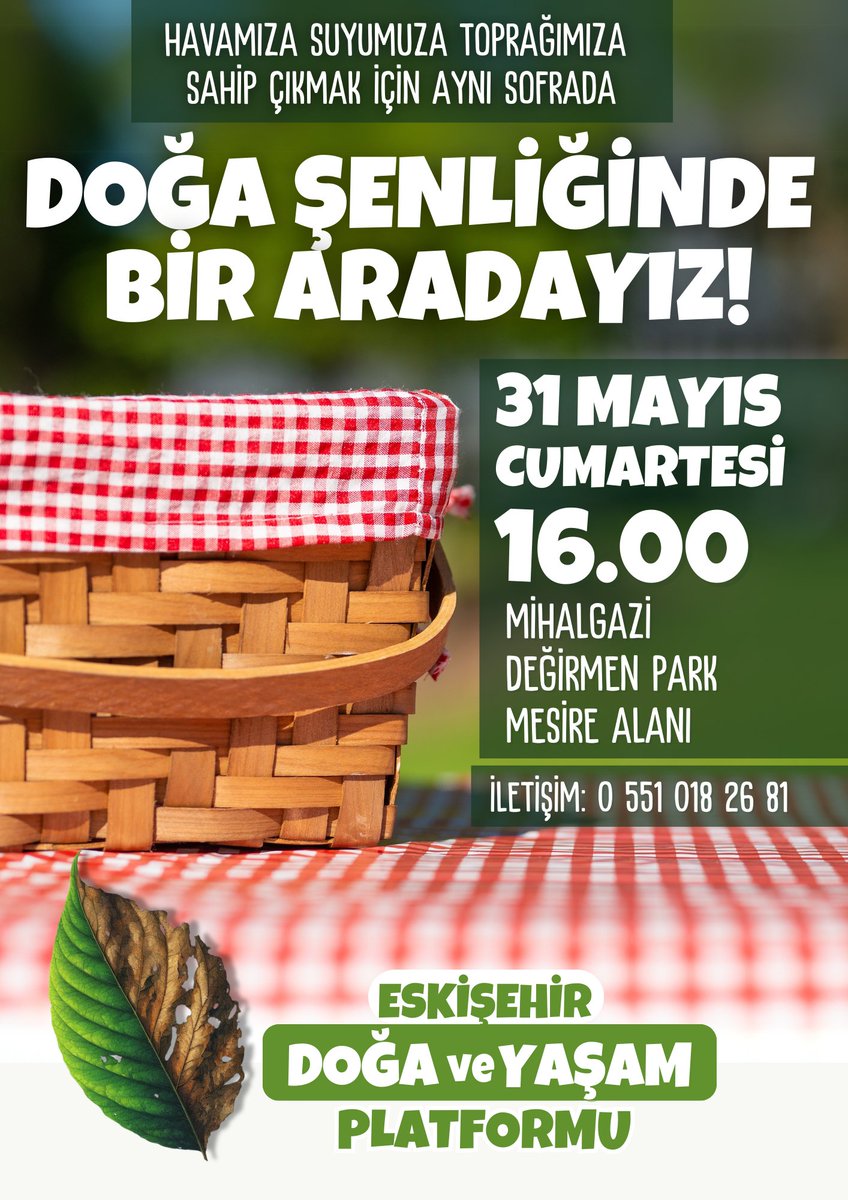 31 Mayıs Cumartesi günü maden projeleri tehditi altındaki Mihalgazi bölgesinde gerçekleştireceğimiz Doğa Şenliğinde bir aradayız!  Şenliğimize tüm Doğa ve Yaşam dostlarını bekliyoruz. 
Bilgi almak için görseldeki iletişim numarasını arayabilirsiniz.
#SakaryaVadisiYokOlmasın