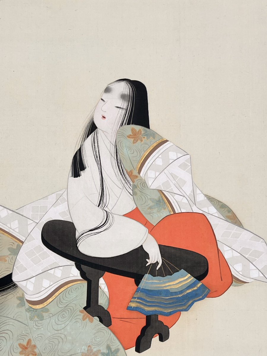 上村松園 : 月下佳人図 ・掛軸 ・絹本 ・昭和時代 ・20世紀 Uemura