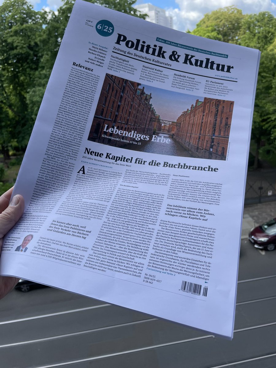 Gerade die neue Politik &amp; Kultur <a href="/pukzeitung/">Politik & Kultur</a> freigegeben. Jetzt ist sie auf dem Weg zur Druckerei. In wenigen Tagen an den Kiosken, + digital, + bei den Abonnenten. Schwerpunkt <a href="/unesco_de/">UNESCO DE</a> Welterbe, + #Börsenverein, + #Nachhaltigkeit, + #StaatszielKultur, + #HumboldtForum …..