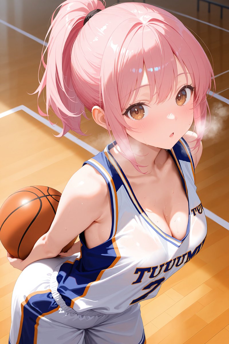 こんにちバスケです🏀✨
午後もがんばろうね～♪

#AIイラスト #AIart