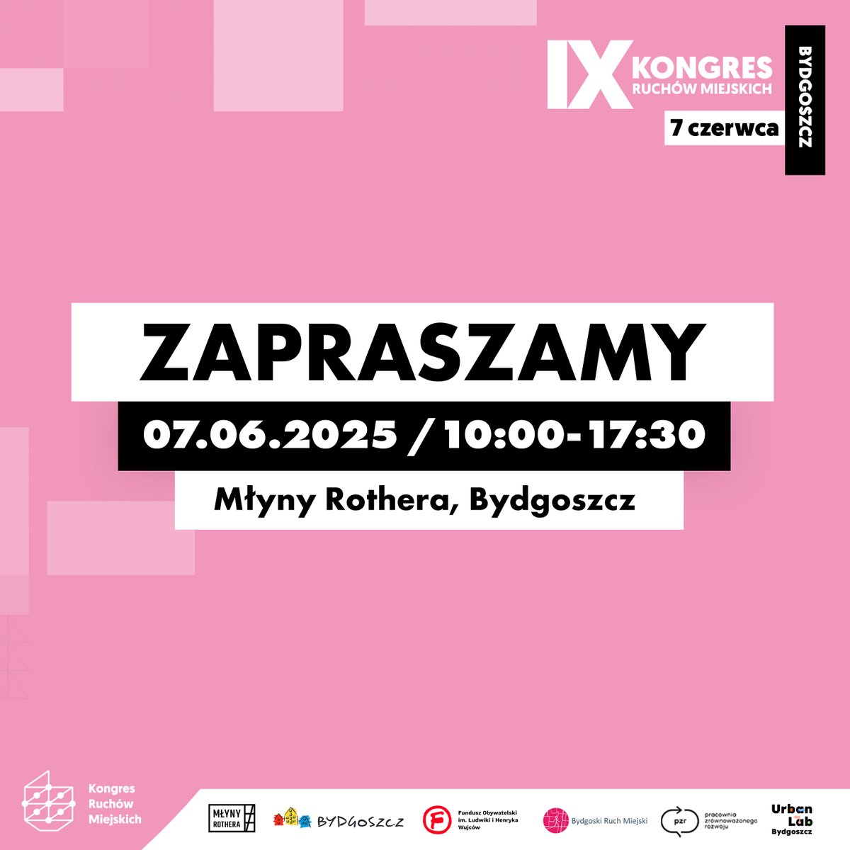 Już 7 czerwca w Bydgoszczy IX Kongres Ruchów Miejskich! 
🚩 Debaty, panele i networking pod hasłem: „Ruchy miejskie – siła zmiany czy margines samorządu?”. Dołącz i miej wpływ na przyszłość miasta!

kongresruchowmiejskich.pl

<a href="/Kongres_RM/">Kongres Ruchów Miejskich 🇪🇺🇵🇱🏳️‍🌈🚲</a>
