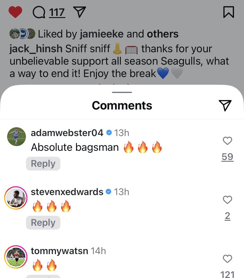 Tommy Watson 💙 Jack’s goals on Insta (both local /Academy homegrown talent👏) #BHAFC