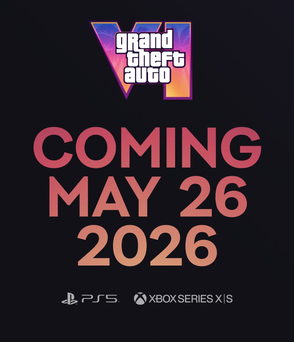 GTA6Intel's tweet image. 1 year until GTA 6 arrives on PS5 and Xbox Series X|S!