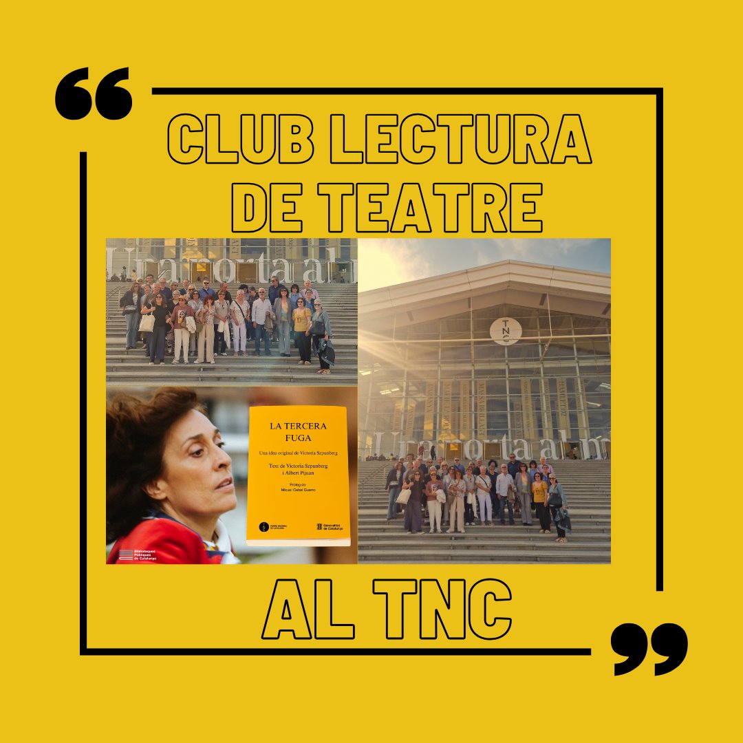 I ens acomiadem del #clubdelecturadeteatre d'enguany amb la trobada, aquest passat dissabte 24 de maig, de Clubs de Lectura de Teatre al <a href="/teatrenacional/">TNC</a> dins el projecte #llegirelteatre <a href="/bibliotequescat/">Biblioteques</a> veient l'obra "La tercera fuga".

 #victoriaszpunberg #albertpijuan