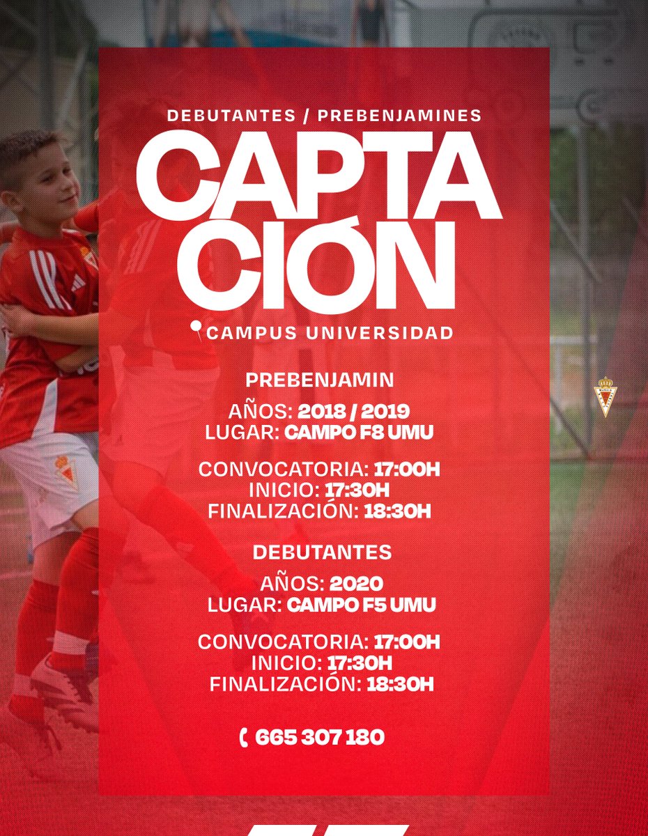 canteragrana's tweet photo. 🔎 𝗖𝗔𝗣𝗧𝗔𝗖𝗜𝗢́𝗡 para Debutantes y Prebenjamínes 

🗓️ MARTES 27 Y JUEVES 29 DE MAYO 

📍 Campus Universidad
🗓️ Captación para:
🔸 Prebenjamines (2018/2019)
🔸 Debutantes (2020)
🕔 Convocatoria: 17:00h | Inicio: 17:30h
📲 + Info: 665 307 180
#CanteraGrana https://t.co/F9dVQy352B