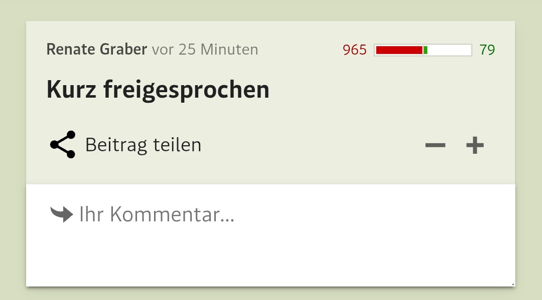 Ein Gericht kommt zu dem Schluss, dass ein Bundeskanzler kein Verbrechen begangen hat - das ist doch grundsätzlich eine gute Nachricht. Nicht so im Forum von <a href="/webstandardat/">derStandard.at/Web</a>. Wie interpretiert man diese Reaktion?