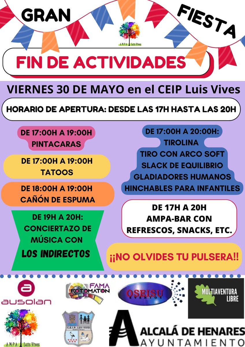 Nuestra fiesta se aproxima!!! Este viernes te esperamos. SOLO PARA LAS FAMILIAS DEL CEIP LUIS VIVES