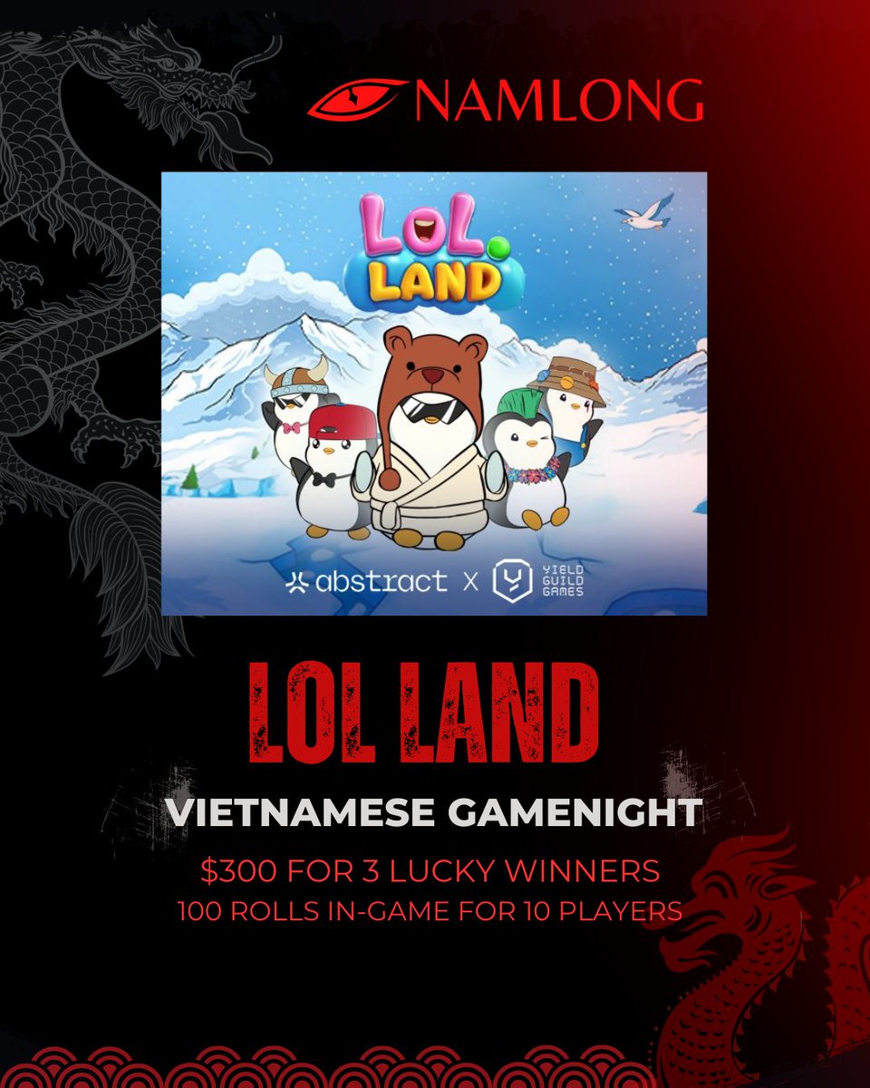 Vietnam Gamenight: <a href="/LOLLandGame/">LOL Land</a> ❄️🐧

Gamenight được tài trợ bởi <a href="/YieldGuild/">Yield Guild Games</a> &amp; LOL Land 🔥

🎁 $300 $YGG dành cho 3 người chơi
🎁 10 Free Rolls trong game cho 10 người chơi
⏰ 20H - 21H, Ngày 26/05/2025
📌 Discord NamLongDAO

Đăng ký tham gia Gamenight dưới CMT 👇