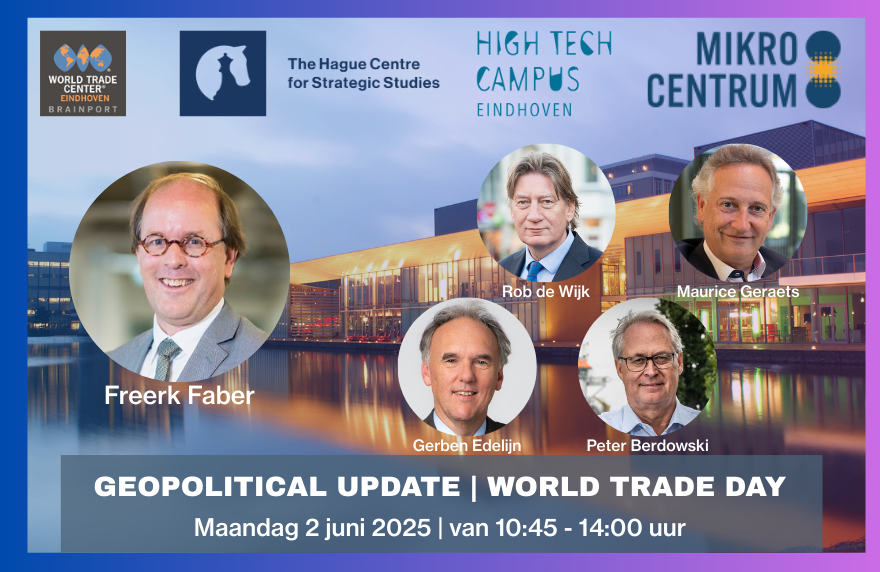 Ben jij ondernemer met internationale ambities? Dan wil je weten waar de geopolitieke wind naartoe waait.

Op 2 juni opent Freerk Faber het #WorldTradeDay event van WTCNL &amp; HCSS over risico’s, kansen en de toekomst van wereldhandel.

wtcnl.com/actueel/1752/