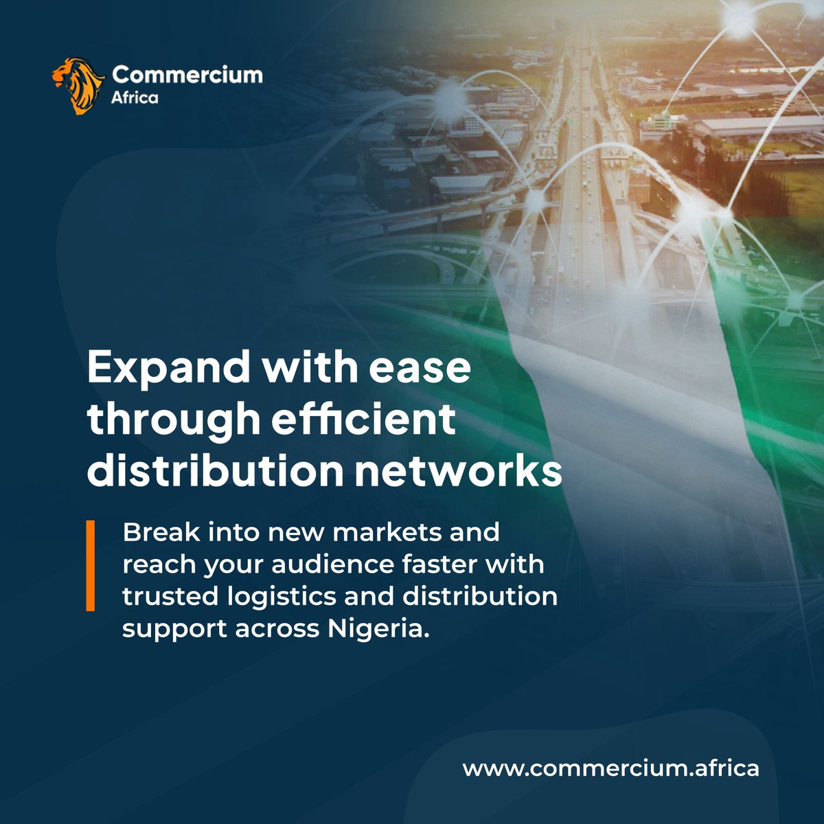 From warehouse to final destination, our distribution solutions help you move faster and reach farther. We connect you with proven networks so your products land where they need to be, on time and on target.

#SmartLogistics #AfricaDistribution #CommerciumAfrica