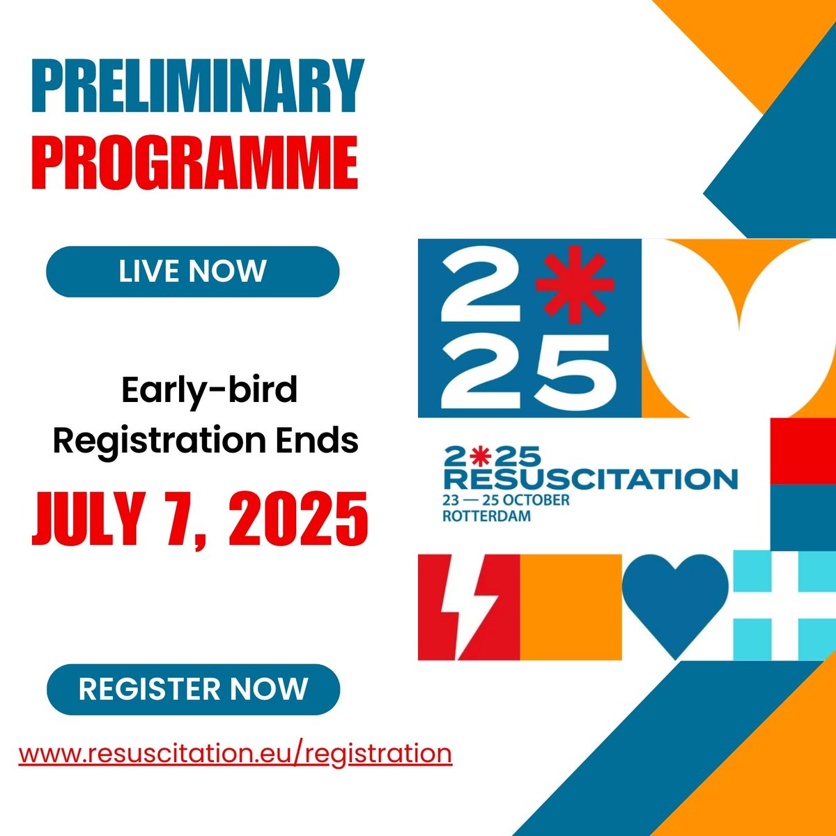 ERC - European Resuscitation Council (@erc_resus) on Twitter photo ๐ The Preliminary Programme for ERC Congress โ Resuscitation 2025 is now live!
โค๏ธ Take a first look at the sessions and topics that will shape this yearโs landmark event.
๐ resuscitation.eu/scientific-proโฆ
๐ This yearโs congress marks a major milestone โ the launch of the new ERC ๐ The Preliminary Programme for ERC Congress โ Resuscitation 2025 is now live!
โค๏ธ Take a first look at the sessions and topics that will shape this yearโs landmark event.
๐ resuscitation.eu/scientific-proโฆ
๐ This yearโs congress marks a major milestone โ the launch of the new ERC