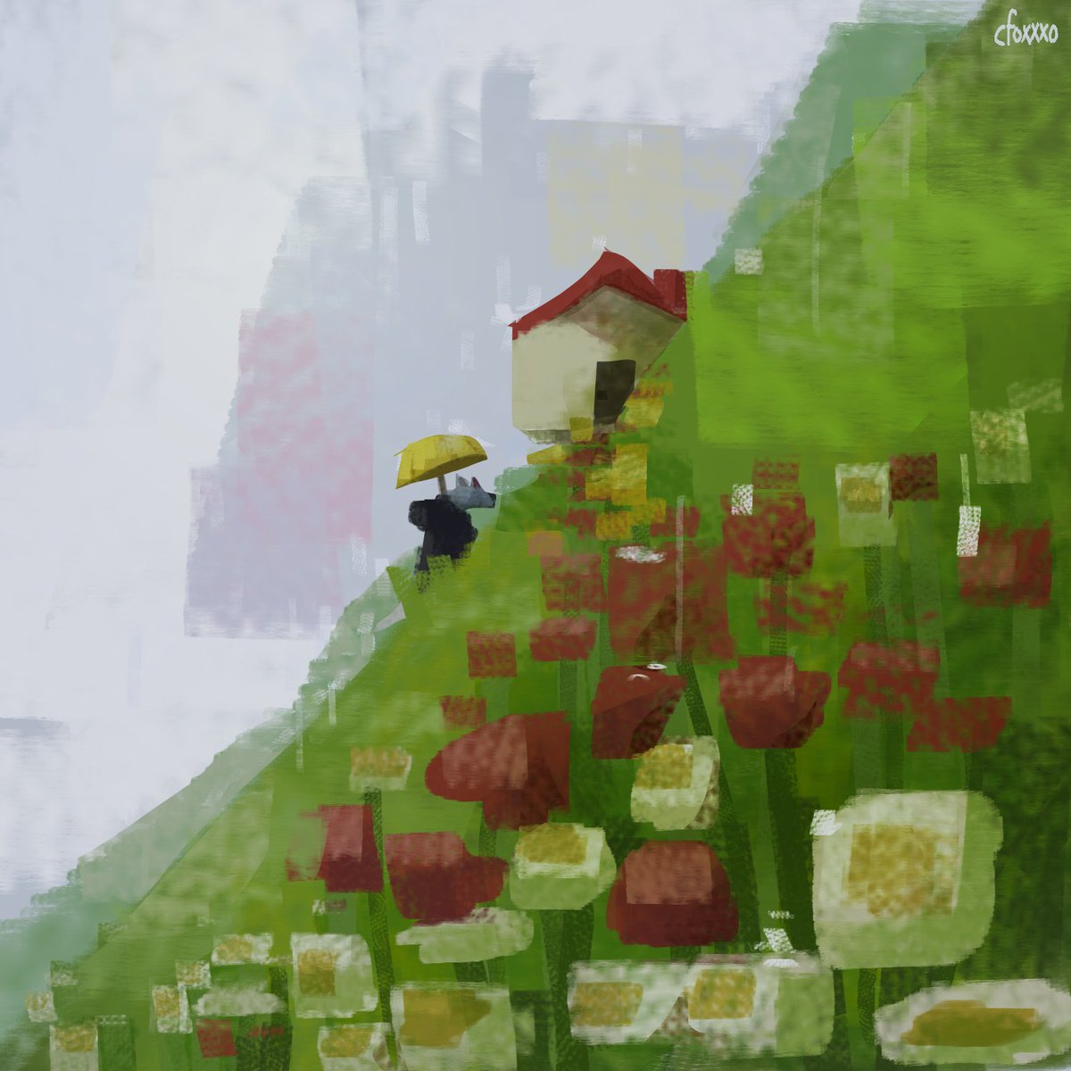cfoxxxo's tweet image. rainy hill
#furryart