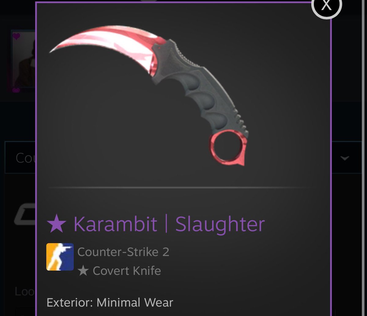 🎉🎁⚡️ FLASH GIVEAWAY ⚡️🎁🎉

★ Karambit | Slaughter [Minimal Wear]

To enter:

- RT
- Turn on notifications 🔔
- Reply proof below 👇

⏳ Rolling in a couple of hours