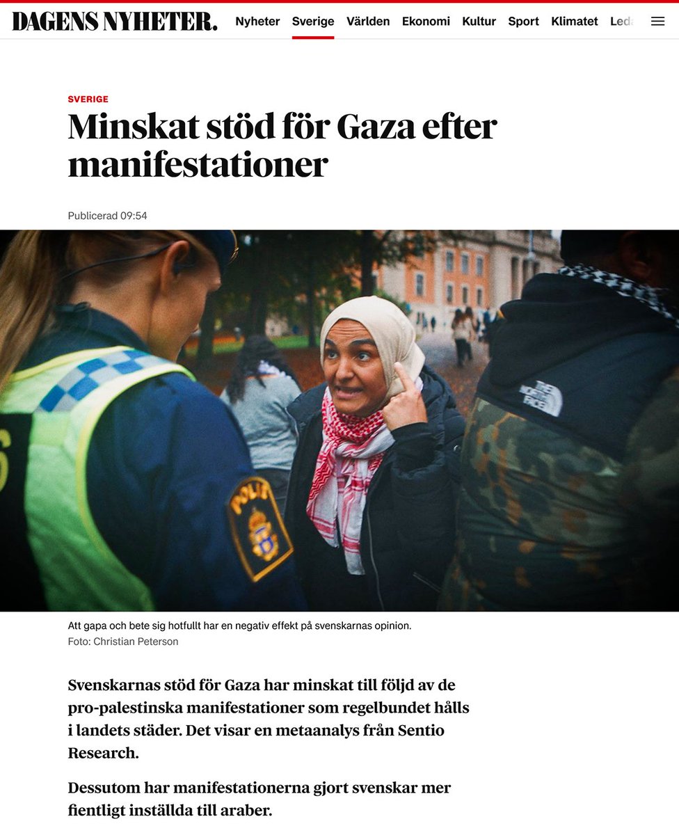 En chockerande studie från Sentio Research visar att gapiga araber och hotfulla vänsterextremister inte har en positiv effekt på svenskarnas opinion.