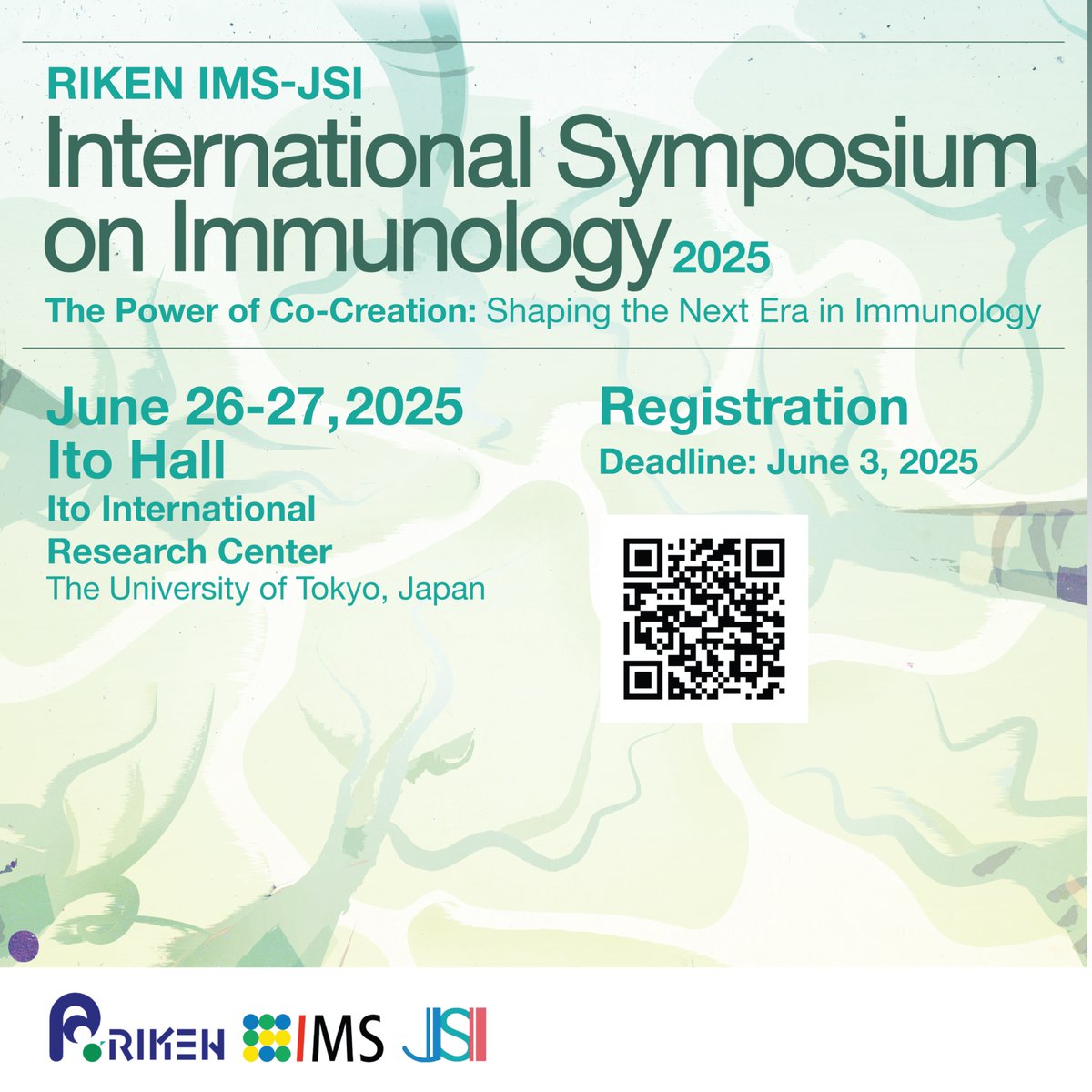 RIKEN_IMS's tweet image. Registration in progress!
RIKEN IMS-JSI International Symposium on Immunology 2025
The Power of Co-Creation: Shaping the Next Era in Immunology
June 26-27, 2025. Ito Hall, The University of Tokyo
Check program and register! (by June 3rd)↓↓↓
ims.riken.jp/events/rcaisym…