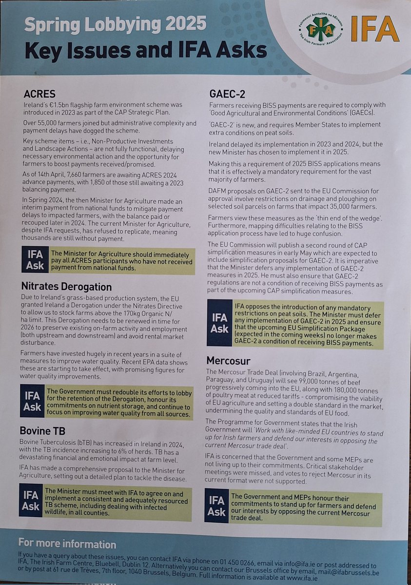 JohnOh_IFA's tweet image. Cavan @IFAmedia Chair Maurice Brady & Co Sec Samantha Soden met with Senator @senjoeoreilly this morning to reinforce the IFA position on key issues of late ACRES payments,Nitrates Derogation retention, workable TB scheme, equal product standards Mercoser & GAEC 2 restrictions