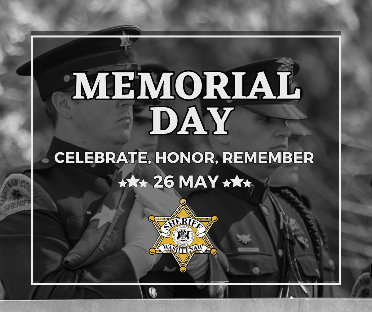 Today, we celebrate, honor, and remember. Wishing everyone a happy and safe Memorial Day!

Please note non-essential WCSO operations will be closed today in observance of Memorial Day.

If you have an emergency, please dial 911. We’re always here to help when it matters most!