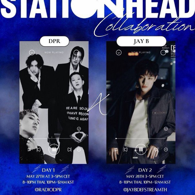 Radio DPR on StationHead (@radiodpr) on Twitter photo 🌴COLLABORATION ANNOUNCEMENT 🌴
DREAMers and IGOT7 JAYB teaming up!🥳
DAY 1
May 27th
Hosted by <a href="/radiodpr/">Radio DPR on StationHead</a> at 10PM KST
🔗stationhed.com/radiodpr
DAY 2
May 28th
Hosted by <a href="/JAYBDEFstreams/">JAYBDef.stream</a> at 10PM KST
🔗stationhead.com/jaybdefstreamth
Let’s have fun!🌙
#DREAMers #DPR #IGOT7JAYB #JAYB 🌴COLLABORATION ANNOUNCEMENT 🌴
DREAMers and IGOT7 JAYB teaming up!🥳
DAY 1
May 27th
Hosted by <a href="/radiodpr/">Radio DPR on StationHead</a> at 10PM KST
🔗stationhed.com/radiodpr
DAY 2
May 28th
Hosted by <a href="/JAYBDEFstreams/">JAYBDef.stream</a> at 10PM KST
🔗stationhead.com/jaybdefstreamth
Let’s have fun!🌙
#DREAMers #DPR #IGOT7JAYB #JAYB