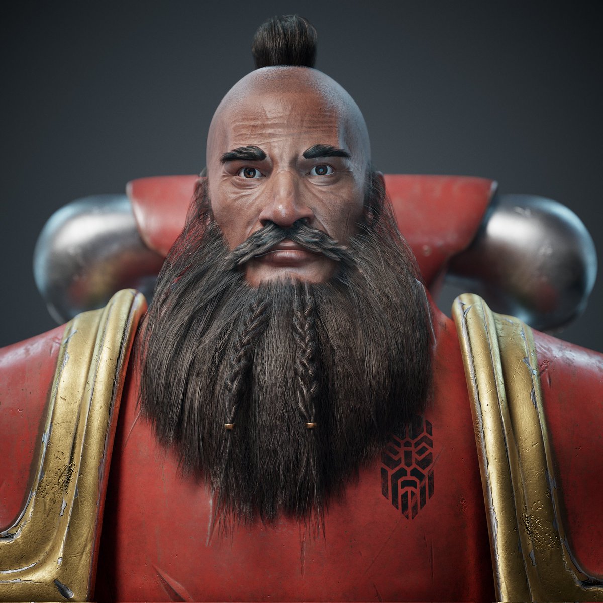 Dmitry_3dart's tweet image. Just finished this bearded warrior!
I worked on the sculpt, texturing, and beard grooming.
Tried to capture a strong personality through shapes and materials.
What do you think?

#3DCharacter #ZBrush #SubstancePainter #Grooming #GameArt #CharacterDesign #StylizedArt