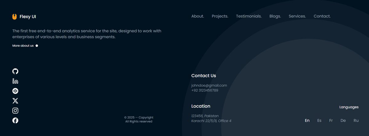 Basit_Miyanji's tweet photo. Added new variant of Footer component to @Flexy_UI 

Visit Flexy UI to copy the code. https://t.co/XUlV0xQNL7