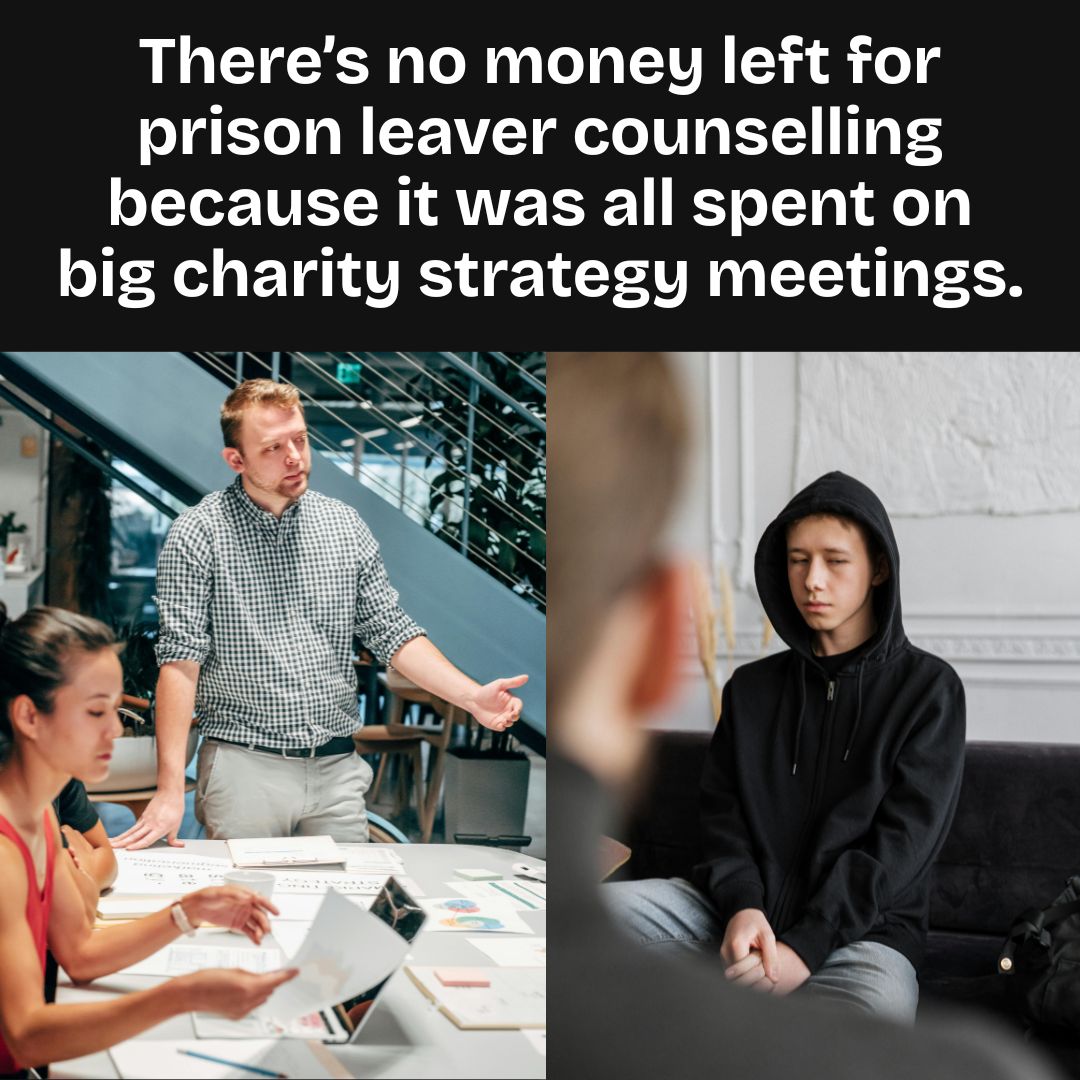 Tiny charities are helping #prison leavers get clean, get housed, get jobs.

They’re closing because the big charities hoard the cash.

6% of the funding. 90% of the real work.

#FundRealReform #JusticeCharityFail