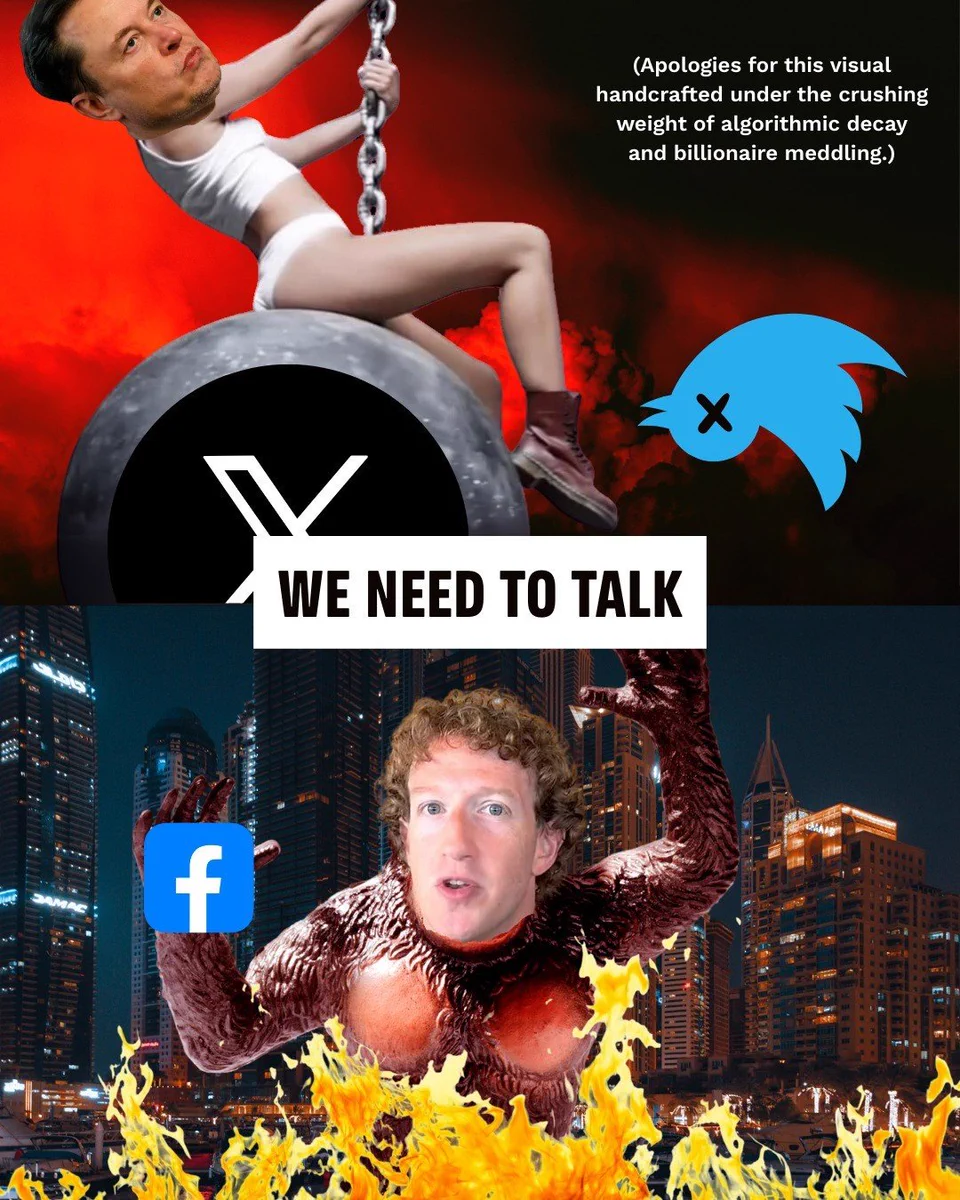 meme demostrating the decay of popular social media platforms 