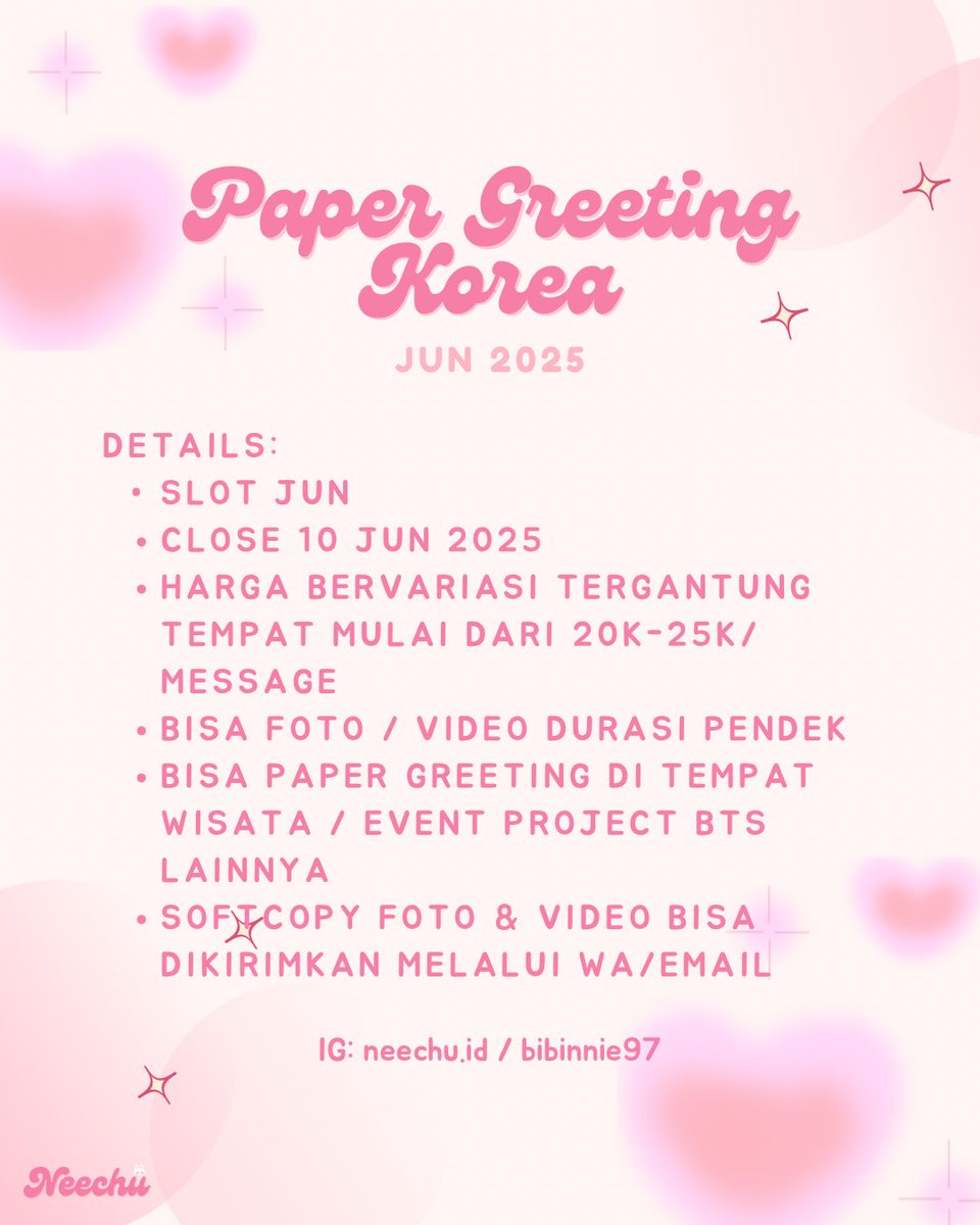 bibinnie's tweet photo. kindly Help RT 🫶🏻
PAPER GREETING KOREA JUN 2025
💗 25K (foto + video singkat 3-5 detik)
🙆🏻‍♀️ details &amp; order: https://t.co/RIBcCMLKXc

kalau mau tanya” bisa dm juga ya. thankyou
#papergreeting #korea #seoul #bts #festa #event https://t.co/oqnCWkzzno