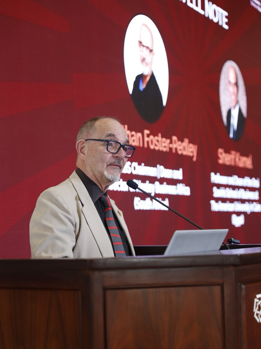 As we wrap up the formal programme, AABS Board Chair, and Dean of the Onsi Sawiris School of Business, share a heartfelt farewell with our attendees.

We now we get ready for AABS Day tomorrow at The Grand Egyptian Museum. It’s a celebration of our network and our legacy.