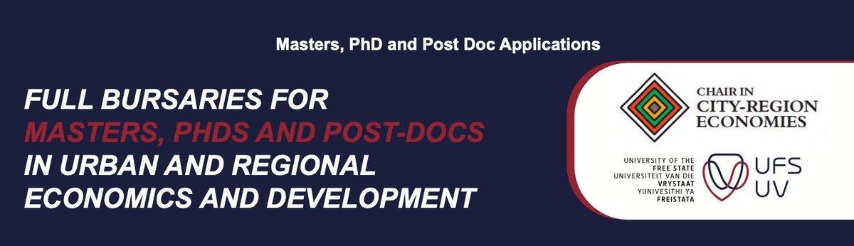 Attention: Bursaries available for Postgrads in Urban and Regional Economics and Development
Application deadline: 23 June 2025
Learn more about the research topics, and how to apply: econrsa.org/download/42333…
<a href="/UFSweb/">UFS</a> Ivan Turok
