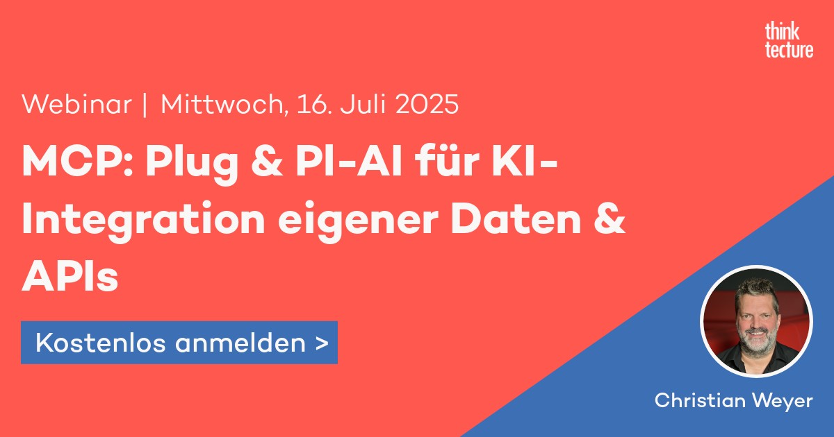 Thinktecture (@thinktecture) on Twitter photo 🚀 #KI-Integration leicht gemacht!
Lerne am 16.07. um 10:30 Uhr, wie du mit MCP deine Daten & APIs in AI-Systeme einbindest.
<a href="/christianweyer/">Christian Weyer</a> zeigt dir, wie du mit diesem Open-Source-Standard deine #GenAI-Anwendungen auf das nächste Level bringst.
Kostenlos anmelden: 🚀 #KI-Integration leicht gemacht!
Lerne am 16.07. um 10:30 Uhr, wie du mit MCP deine Daten & APIs in AI-Systeme einbindest.
<a href="/christianweyer/">Christian Weyer</a> zeigt dir, wie du mit diesem Open-Source-Standard deine #GenAI-Anwendungen auf das nächste Level bringst.
Kostenlos anmelden: