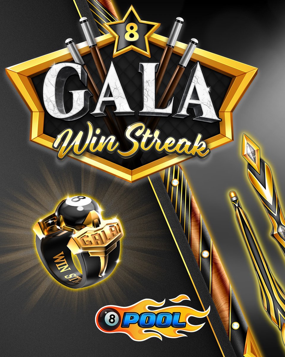 8ballpool's tweet image. The Gala #WinStreak returns! ✨

🎁 Unleash your skills to rack up an exclusive Ring and Cue, plus more prizes!

🗓️ Ends Thur May 29, 10am UTC

Play Now » mcgam.es/WbREuT

#8BallPool