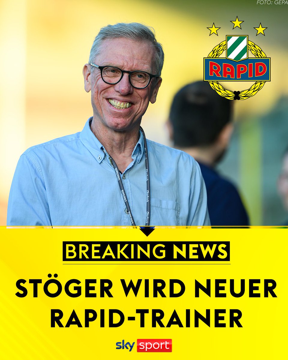 SkySportAustria's tweet image. Nun ist es offiziell ✅ Peter Stöger wird neuer @skrapid-Trainer ⚽ Der 59-Jährige unterschreibt einen Zweijahresvertrag bis 2027 📝 

Alle Infos: skysportaustria.at/offiziell-pete…

#SkyBuliAT #SCR #Stöger #SKRapid