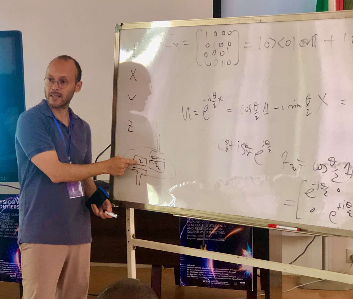 Many thanks to Dr. Sossé Ndiaye, Dr. Allé Dioum, Dr. Jean Paul Latyr Faye, and pictured, Dr. David Herrera Martí, for their fantastic lectures at "Exploring Quantum Frontiers: Empowering Senegalese Students and Researchers in Quantum Computing' in Senegal
indico.ictp.it/event/10970/