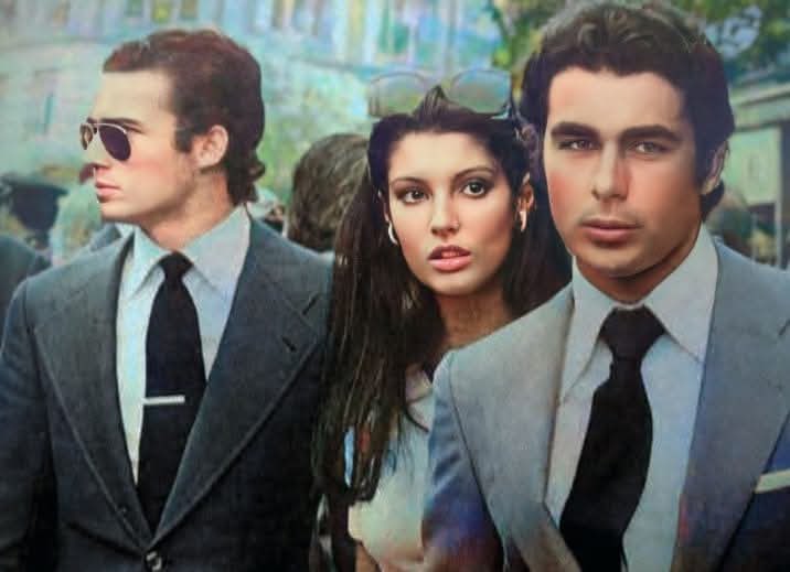 Bullfighters José María Manzanares and Francisco Rivera ‘Paquirri’ with Carmina Ordoñez at the San Isidro festival. Madrid, 1970s.