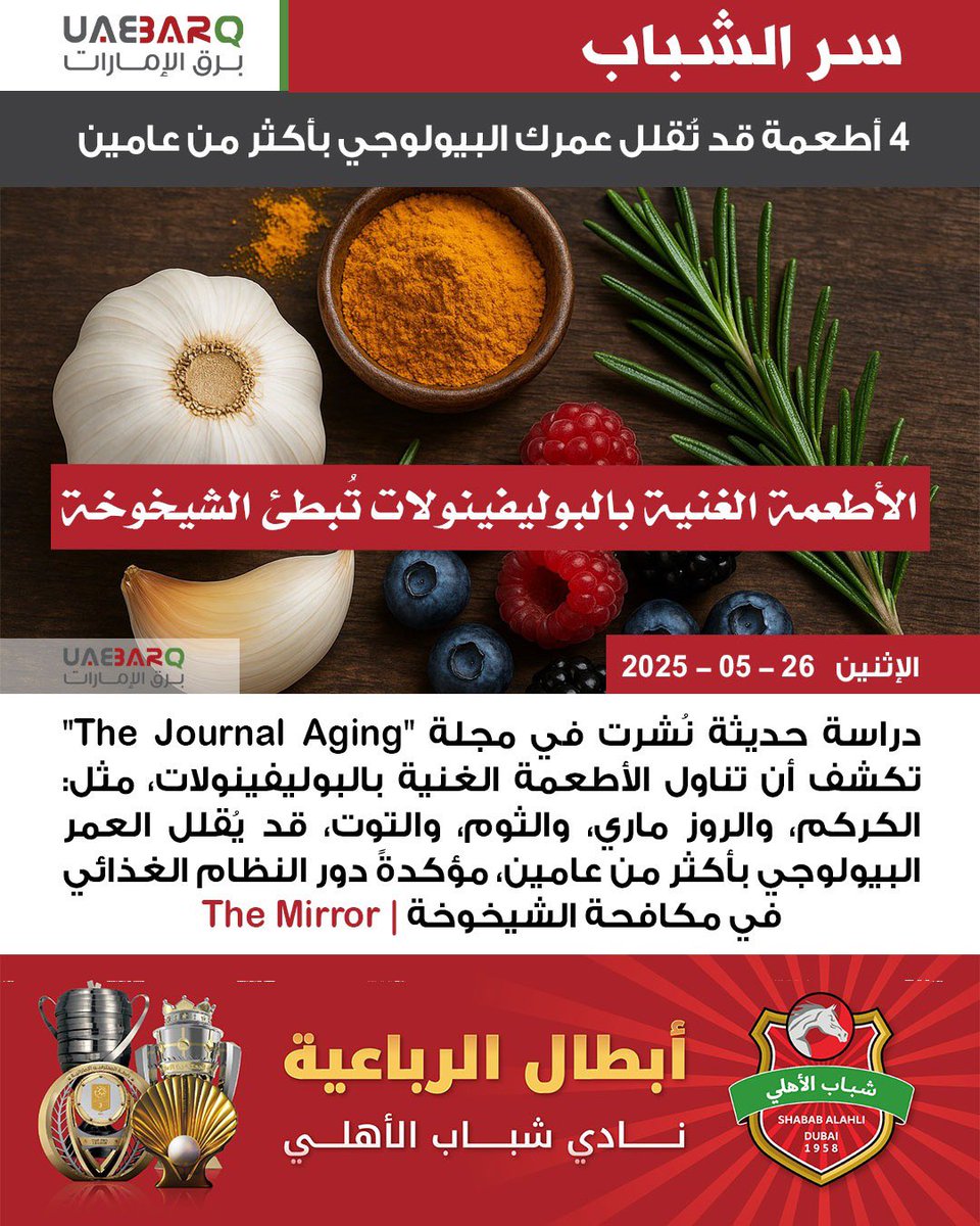 4 أطعمة قد تُقلل عمرك البيولوجي بأكثر من عامين | The Mirror

#برق_الإمارات