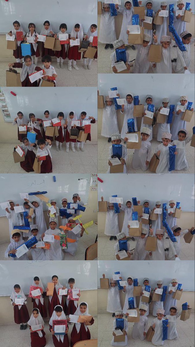 كرمت الأستاذة مهرة المثيمنية طلابها المجيدين في مادة أحب لغتي من الصف الأول وأيضًا الطلبة المتقدم مستواهم (في مهارة القراءة) بشكل ملحوظ خلال الفصل الدراسي الثاني، كما كرمت طلابها المتفوقين في مادة ديني حياتي من صف ٢/٢ 
سألين الله أن يجعل التوفيق رفيق دربهم.
#تعليمية_شمال_الشرقية