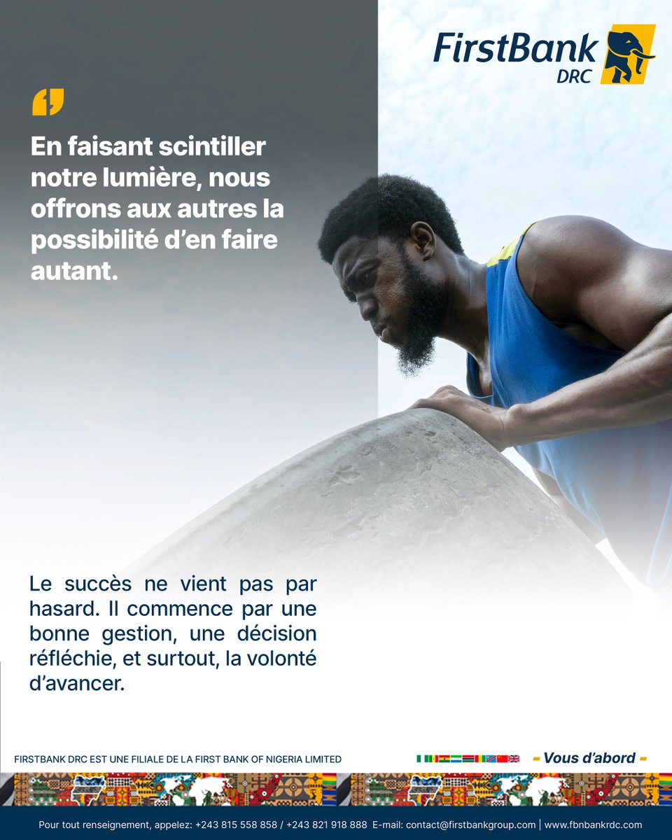 Chaque jour est une nouvelle opportunité pour grandir, évoluer et atteindre nos objectifs. Chez FirstBank DRC, nous croyons que la clé de la réussite réside dans la persévérance et la gestion responsable.

#Progrès #GestionResponsable #RéussiteEnsemble #FirstBankDRC #vousdabord
