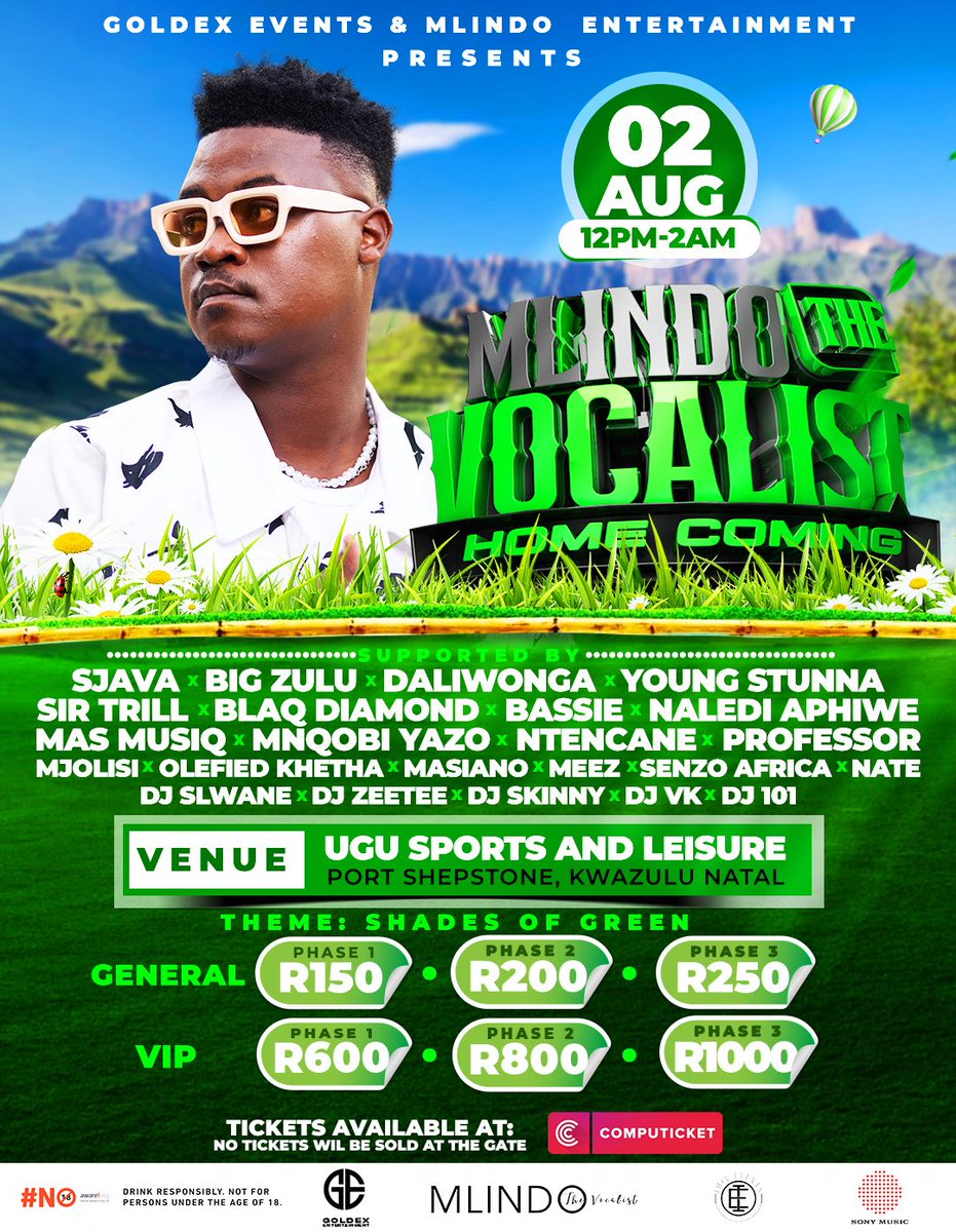 Tickets now available <a href="/Computicket/">Computicket</a> #MlindoHomeComing #PartyWithMlindo