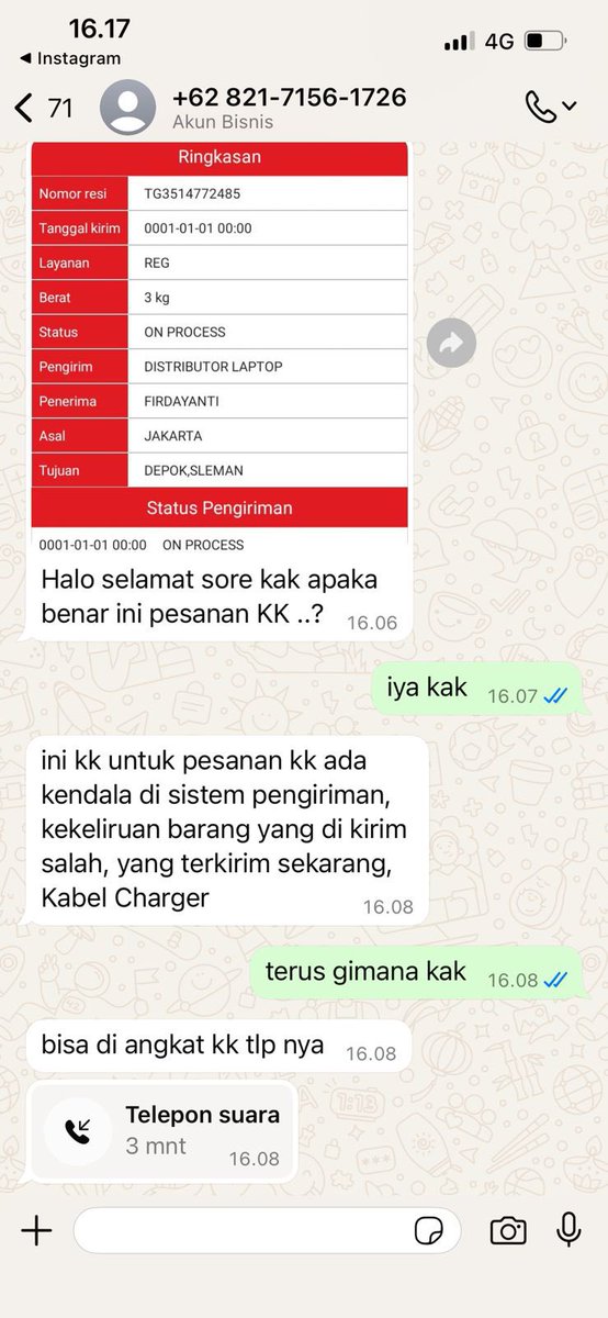 Yasa444's tweet photo. Hampir kena tipu, untung ga panik. Pesan mac hari sabtu, baru hari ini dichat nomor tidak dikenal (ga tau dari pihak mana) katanya pesananku cuma terkirim kabel charger doang, terus lanjut ditelpon disuruh refund, nanti dikirim ulang dan uang kembali. https://t.co/eurFk1ir2T