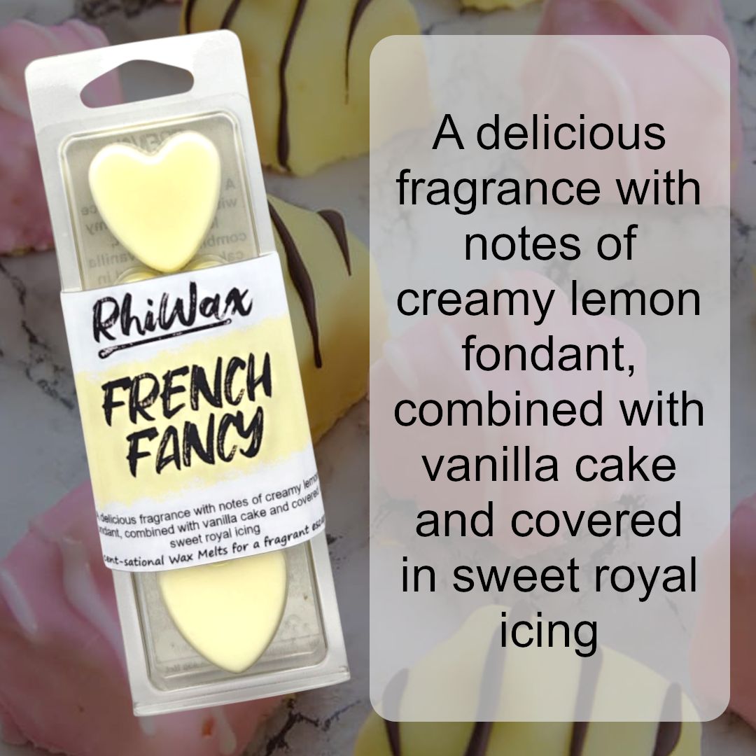 A delicious wax melt fragrance with notes of creamy lemon fondant, combined with vanilla cake and covered in sweet royal icing

rhiwax.co.uk
#WaxMelts #Cake #FrenchFancy #Lemon #Fondant #Icing #Home #Bakery