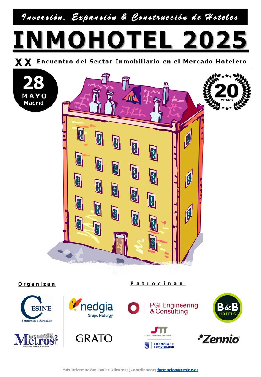 CESINE Formación & Jornadas (@cesineeditorial) on Twitter photo Este miércoles 28 de mayo el sector inmobiliario y hotelero se dan cita en el XX aniversario de #INMOHOTEL2025 con <a href="/Turespana_/">Turespaña Oficial</a> @BBHotelsES STTMADRID <a href="/aparejadoresmad/">Aparejadores Madrid</a> <a href="/ZennioSpain/">Zennio Spain</a> <a href="/pgiengineering/">PGI ENGINEERING & CONSULTING</a> <a href="/RevistaMetros2/">Revista Metros 2</a> Este miércoles 28 de mayo el sector inmobiliario y hotelero se dan cita en el XX aniversario de #INMOHOTEL2025 con <a href="/Turespana_/">Turespaña Oficial</a> @BBHotelsES STTMADRID <a href="/aparejadoresmad/">Aparejadores Madrid</a> <a href="/ZennioSpain/">Zennio Spain</a> <a href="/pgiengineering/">PGI ENGINEERING & CONSULTING</a> <a href="/RevistaMetros2/">Revista Metros 2</a>