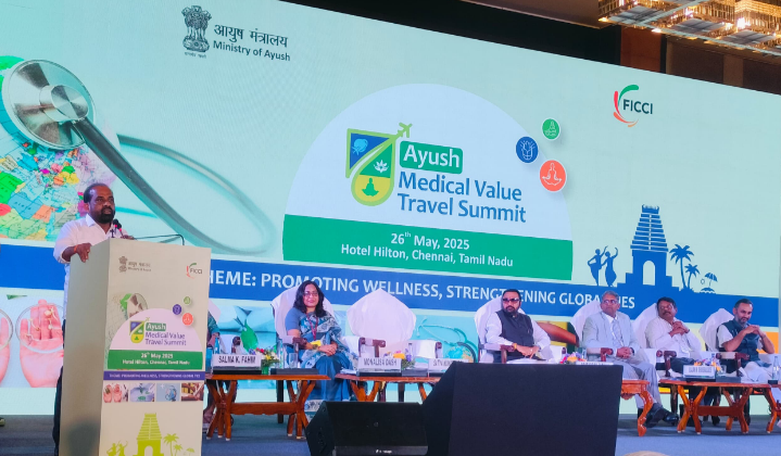 ficci_india's tweet photo. Addressing the #MVTSummit2025, Sri @satyakumar_y, Hon’ble Minister of Health, Family Welfare & Medical Education, Govt of Andhra Pradesh, highlighted the state’s dynamic initiatives to elevate Ayush systems, integrate traditional healing into modern healthcare, and position Andhra Pradesh as a leading destination for Medical Value Travel.