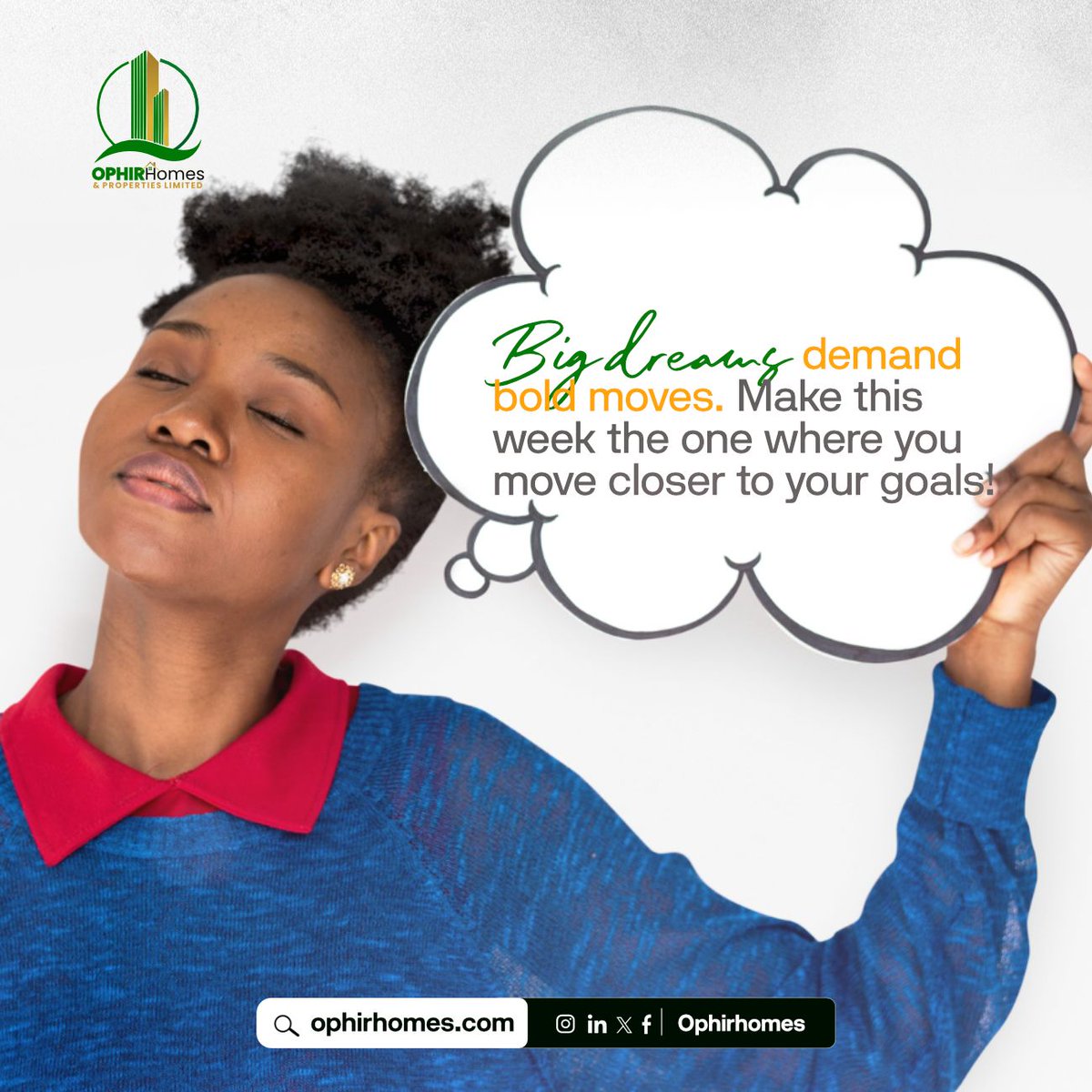 OphirHomes's tweet photo. Big dreams demand bold moves. Make this the week you take a step towards your luxury future with Ophirhomes #Ophirhomes #luxuryliving #DreamBig #Nigeriarealestates #Lsgos https://t.co/tDt4IBdPZT