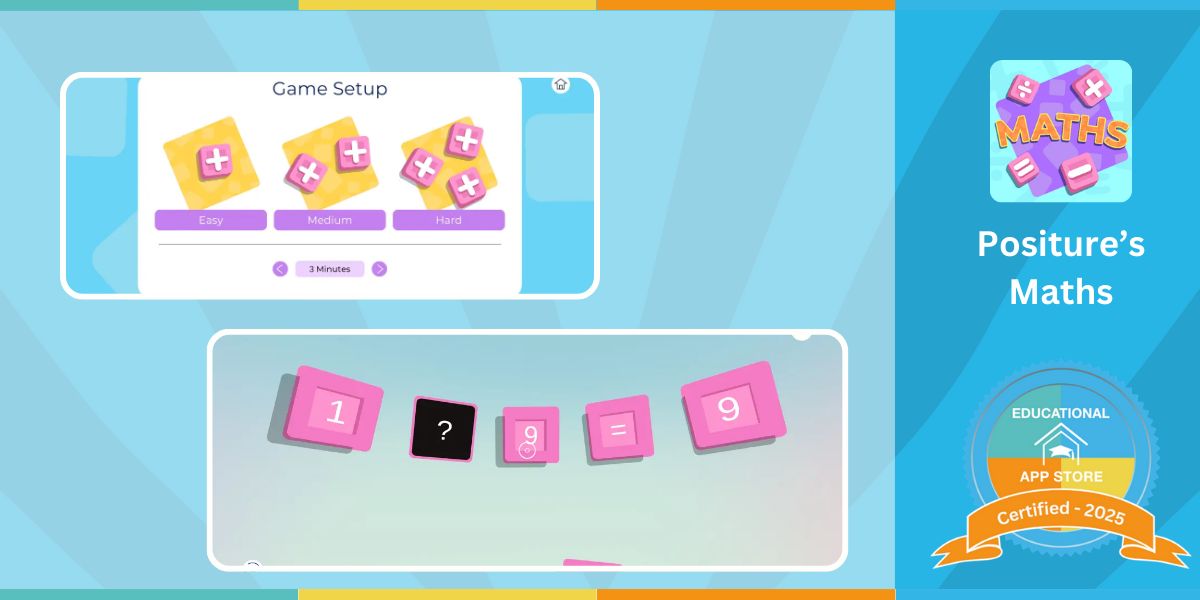 eduappstore's tweet image. 🚀 Newly Certified: Turn screen time into smart time with POSITURE – the only maths game where kids move to solve! 🧠➕ Tilt, play, and learn while building better posture. 

Try now - buff.ly/qqFkHxk 

#EdTech #Kids #MathsApp