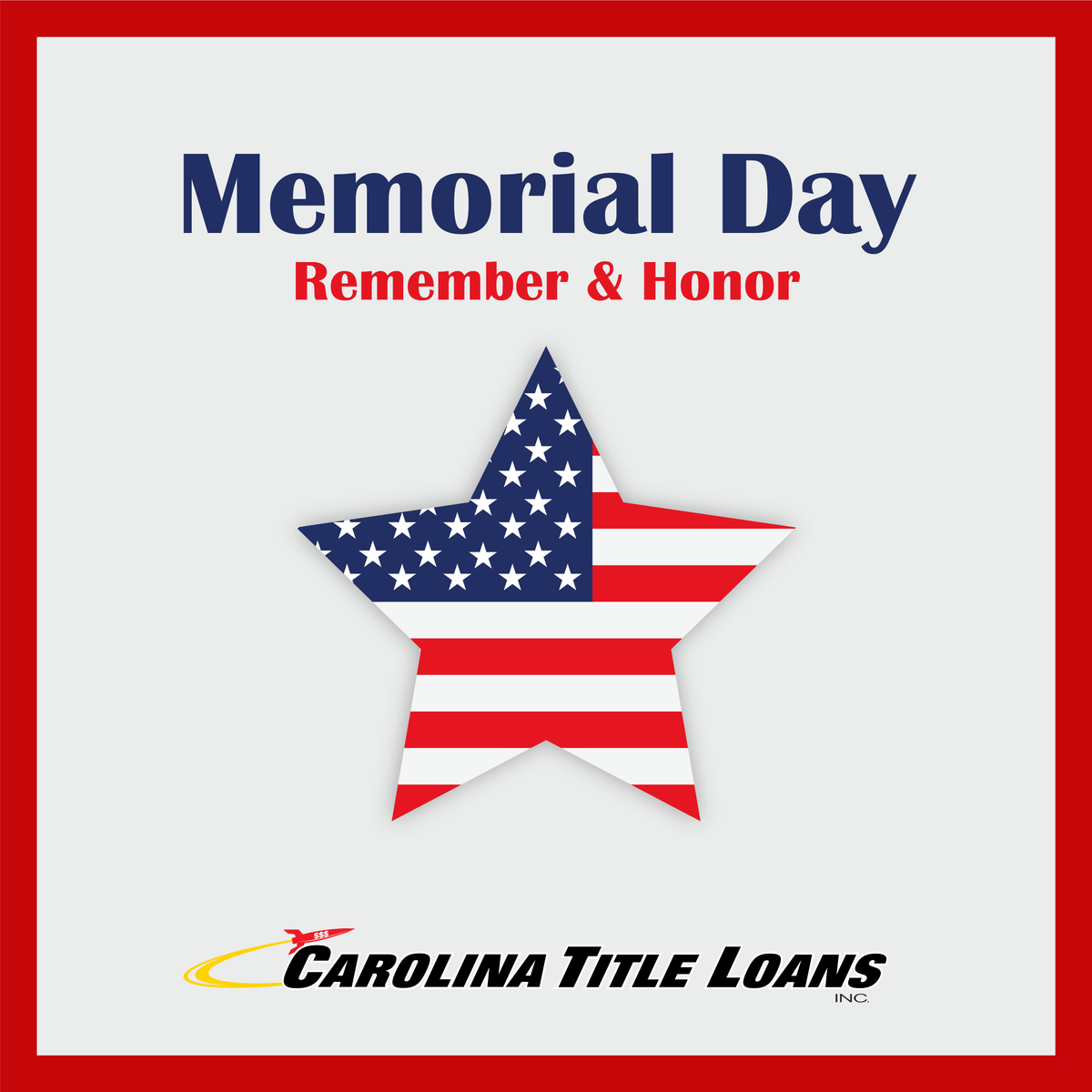 🇺🇸 On this solemn day, we pause to remember and honor the brave men and women who made the ultimate sacrifice for our freedom. 

Carolina Title Loans, Inc. invites you to join us this Memorial Day in a moment of reflection. 🙏

#MemorialDay #SouthCarolina #CarolinaTitleLoans