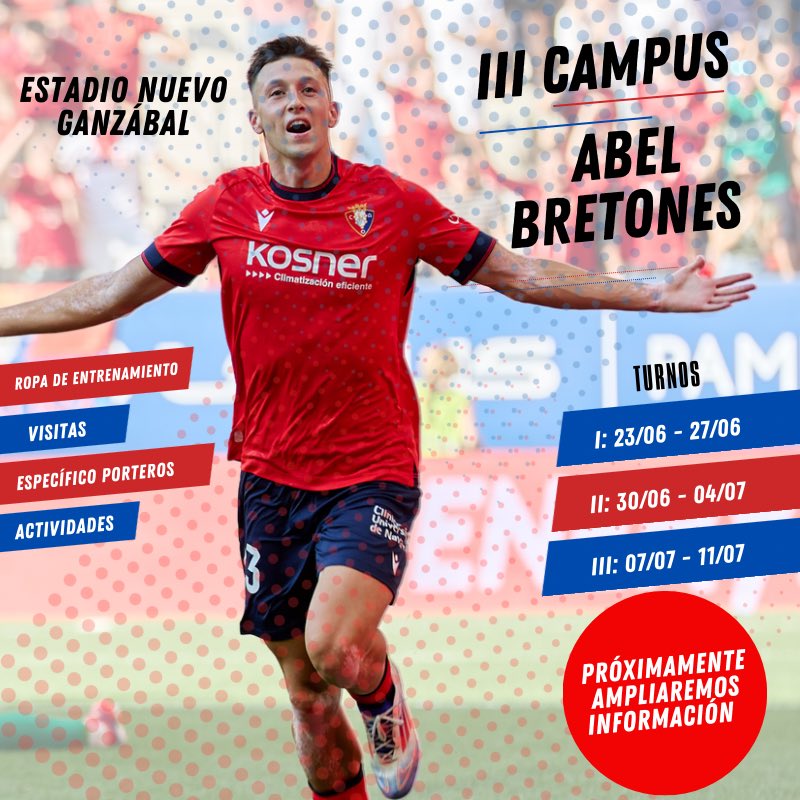 𝐈𝐈𝐈 𝐂𝐀𝐌𝐏𝐔𝐒 𝐀𝐁𝐄𝐋 𝐁𝐑𝐄𝐓𝐎𝐍𝐄𝐒

🚨 ¡Ya queda muy poco para la tercera edición de nuestro campus "Abel Bretones"!

✉️ campusabelbretones@gmail.com
📱Jonatan: 664 13 84 05

#TamosXuntosNesto🔵🔴