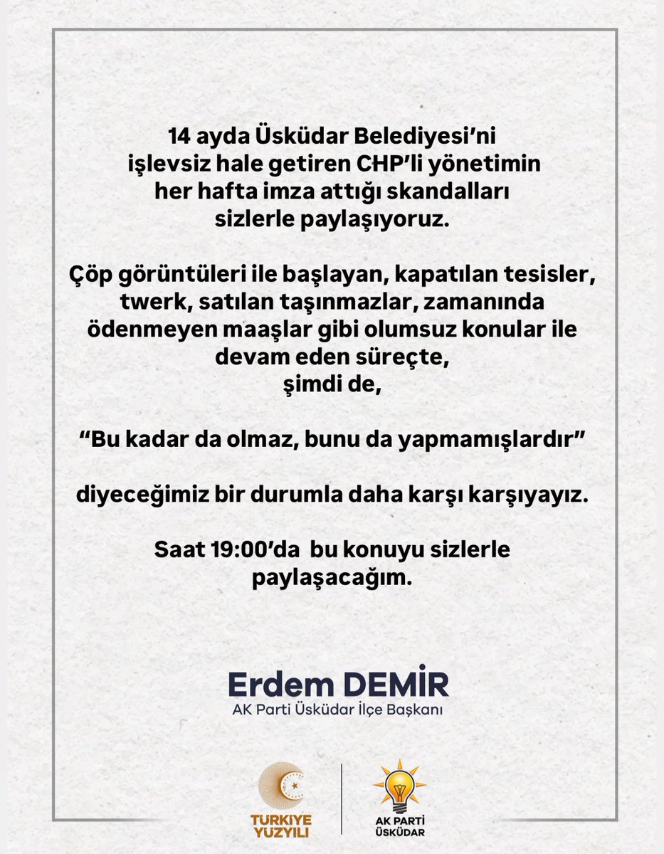 Saat: 19:00’da buluşmak üzere…

<a href="/abdullahozdemir/">Abdullah Özdemir</a> 
<a href="/ak_uskudar/">AK Parti Üsküdar</a>